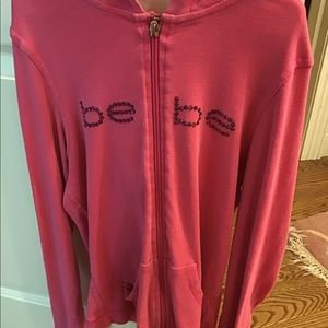 BEBE pink zip up hoodie women's small